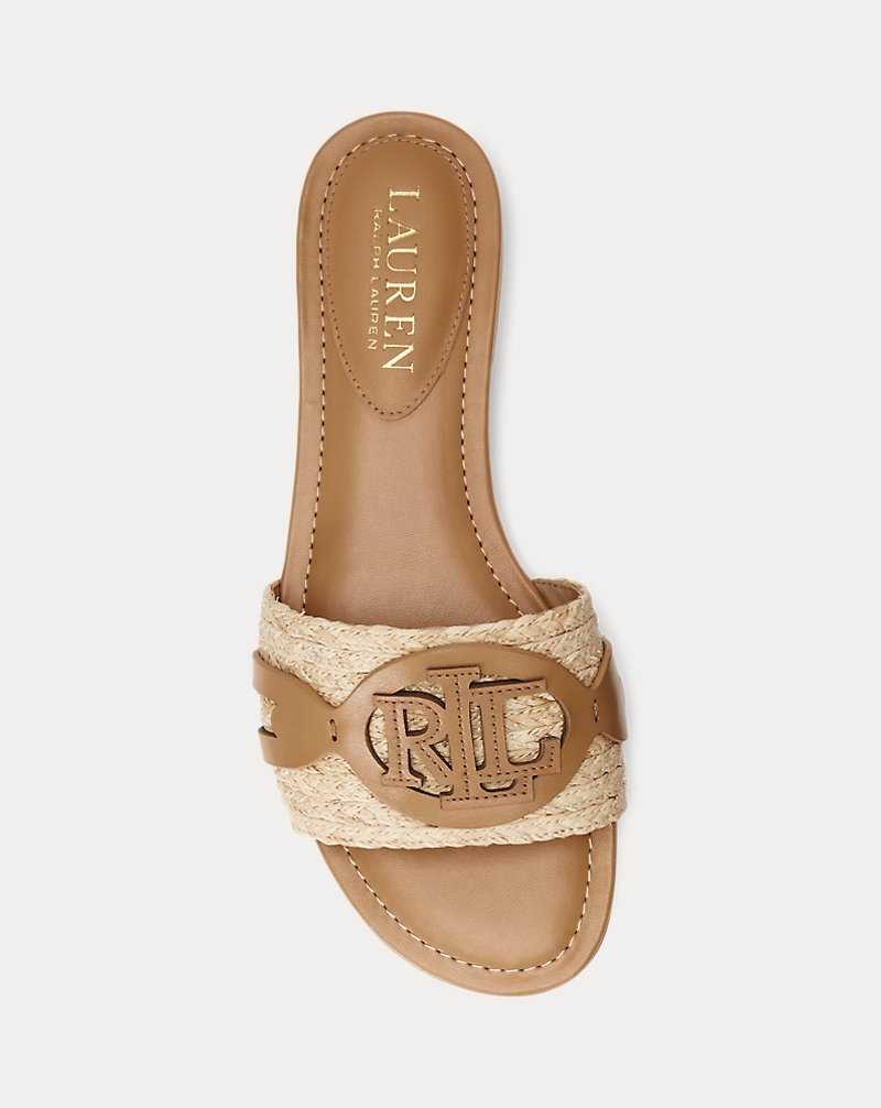 Sandalias Ralph Lauren Alegra Raffia Leather Mujer Natural/Buff | ETRPJWM-32 - vista 4
