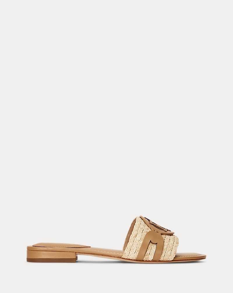 Sandalias Ralph Lauren Alegra Raffia Leather Mujer Natural/Buff | ETRPJWM-32 - vista 1