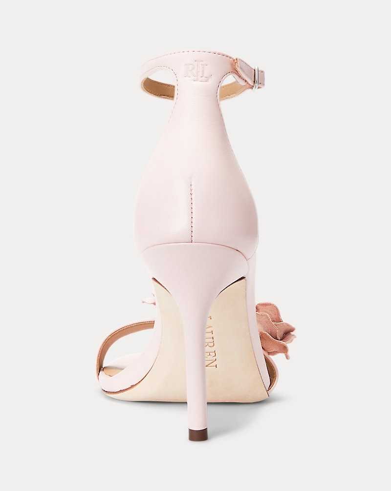 Sandalias Ralph Lauren Allie Floral-Trim Nappa Leather Mujer Rosas | WMGLBTN-61 - vista 3