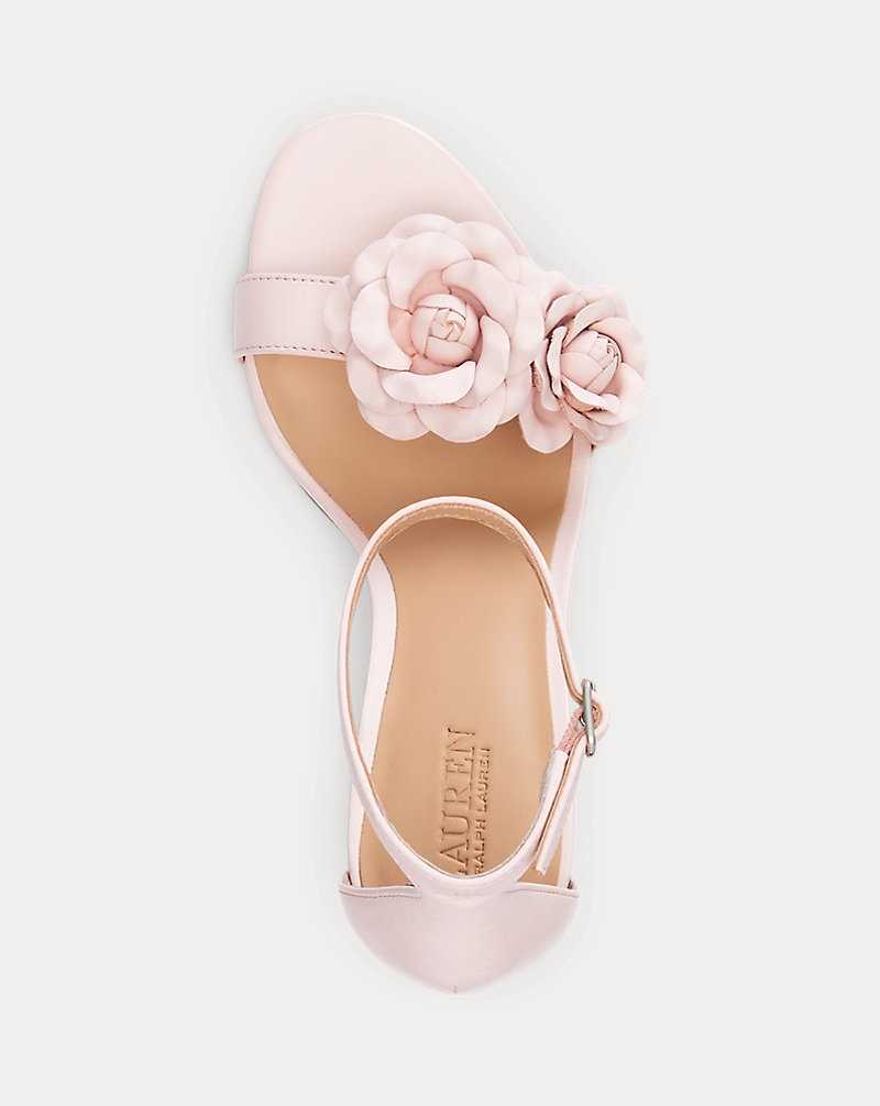 Sandalias Ralph Lauren Allie Floral-Trim Nappa Leather Mujer Rosas | WMGLBTN-61 - vista 4