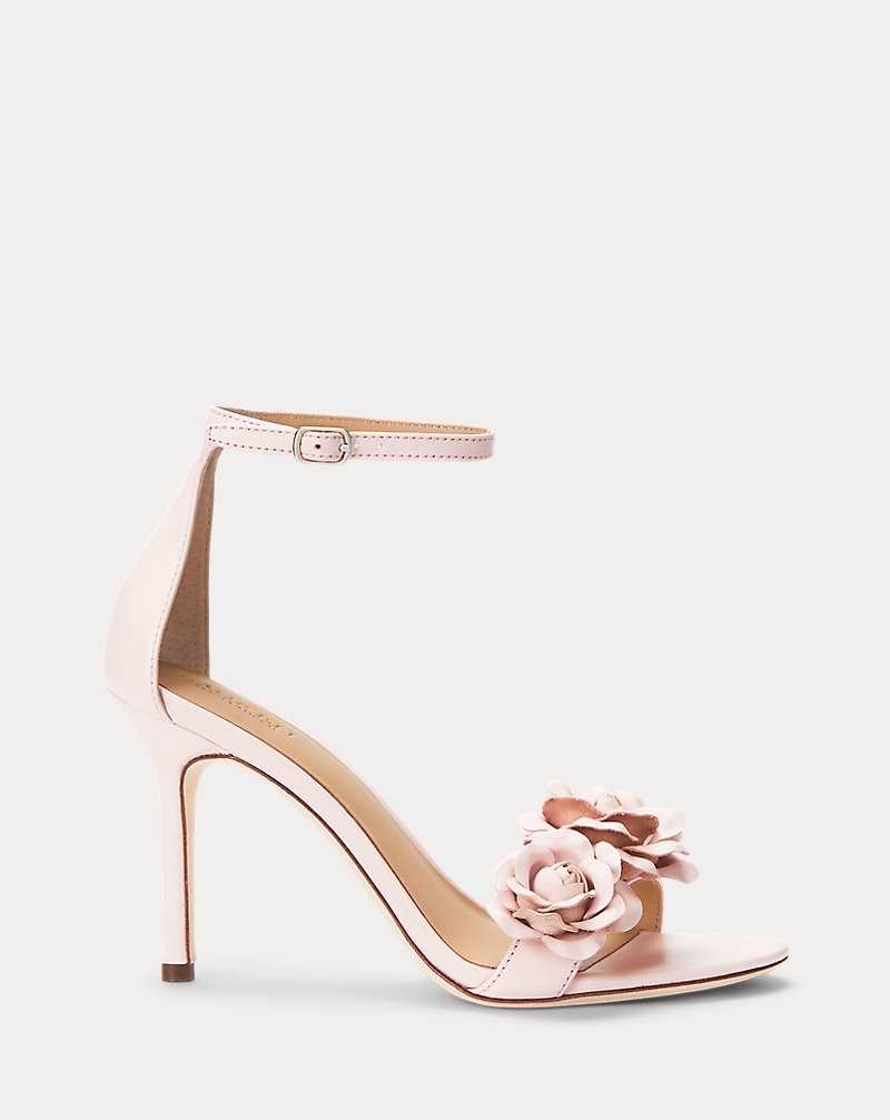 Sandalias Ralph Lauren Allie Floral-Trim Nappa Leather Mujer Rosas | WMGLBTN-61 - vista 1