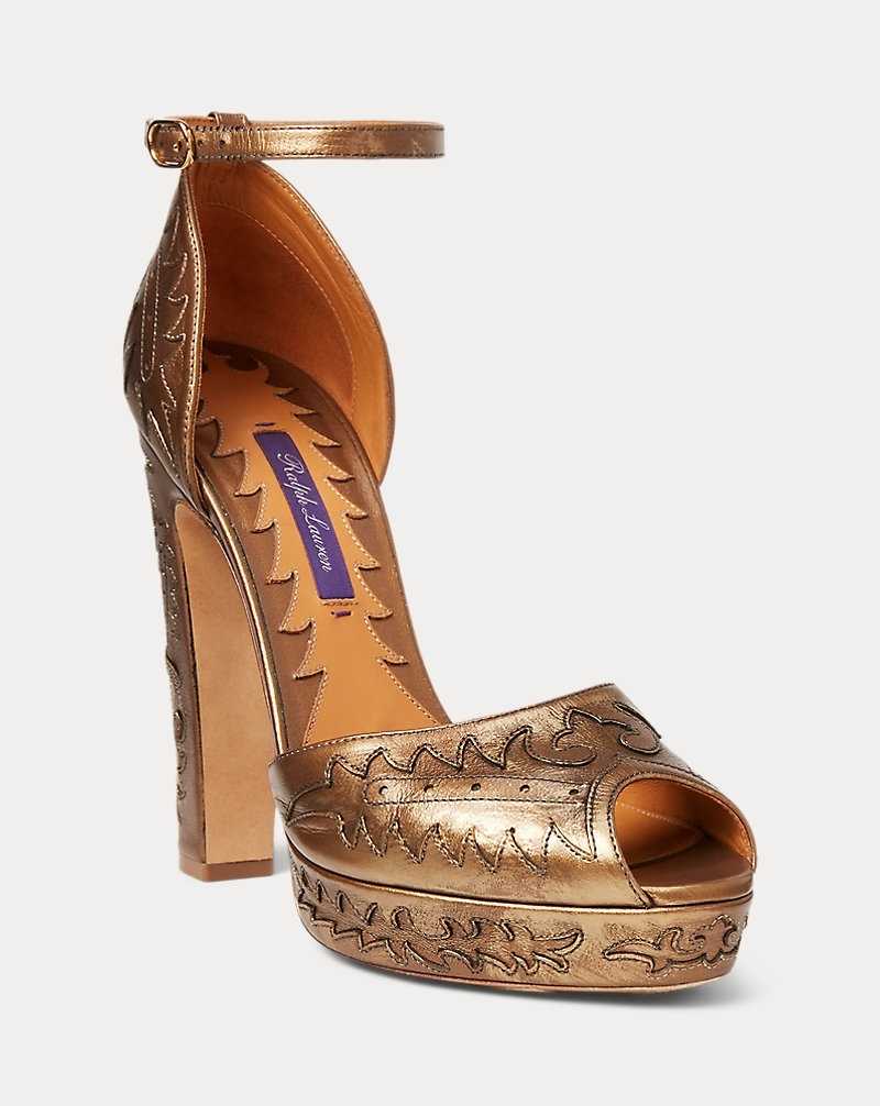 Sandalias Ralph Lauren Annamarie Foiled Calfskin Platform Pump Mujer Cobra | RQNBMDI-36 - vista 2