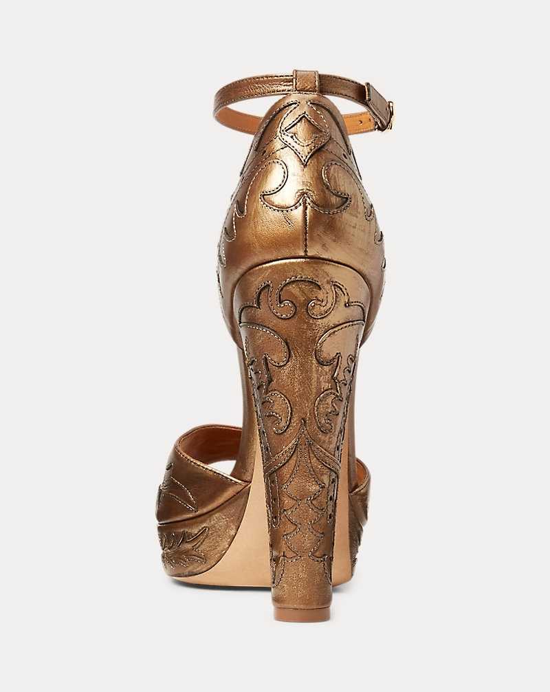 Sandalias Ralph Lauren Annamarie Foiled Calfskin Platform Pump Mujer Cobra | RQNBMDI-36 - vista 3