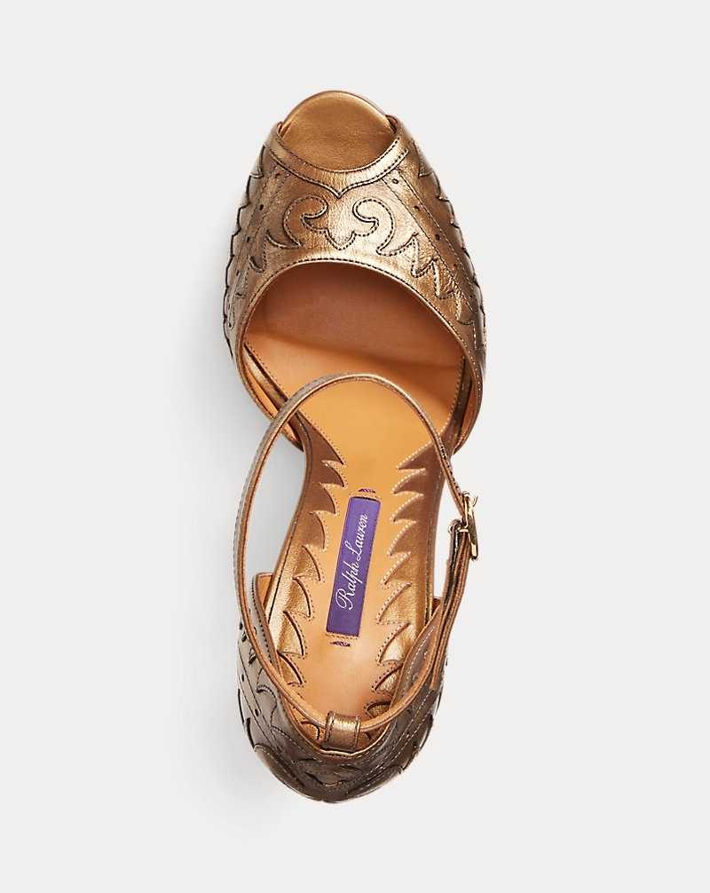 Sandalias Ralph Lauren Annamarie Foiled Calfskin Platform Pump Mujer Cobra | RQNBMDI-36 - vista 4