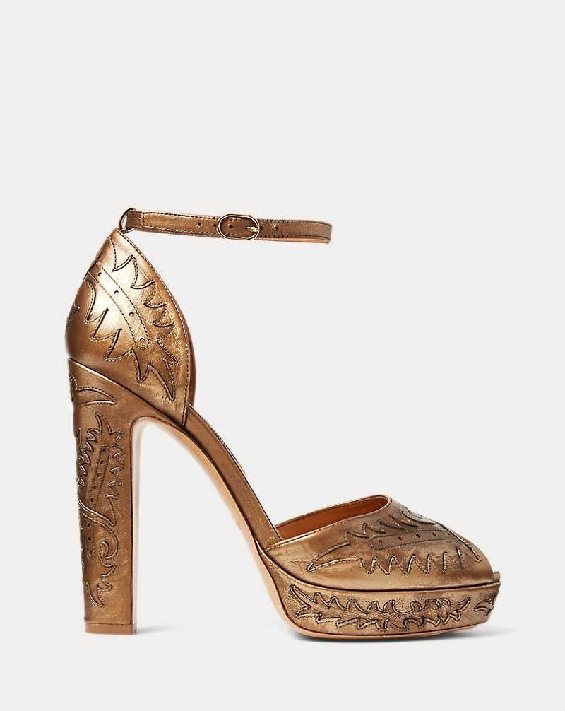 Sandalias Ralph Lauren Annamarie Foiled Calfskin Platform Pump Mujer Cobra | RQNBMDI-36 - vista 1