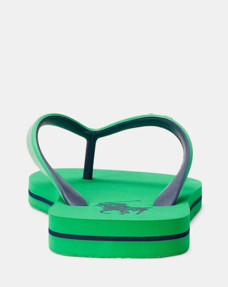 Sandalias Ralph Lauren Bolt Big Pony Flip-Flop Mujer Green/navy | DNIWQCO-57 - vista 3