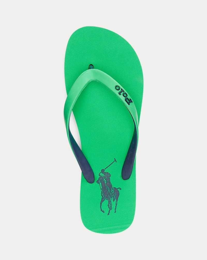 Sandalias Ralph Lauren Bolt Big Pony Flip-Flop Mujer Green/navy | DNIWQCO-57 - vista 4