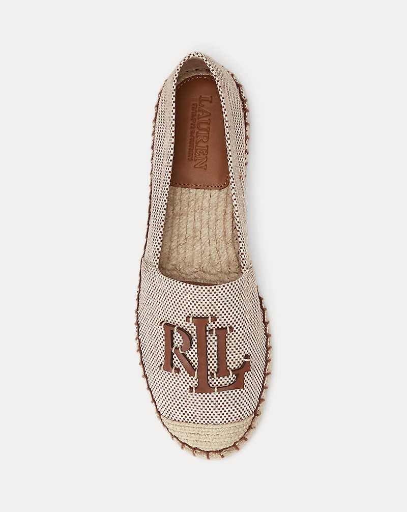 Sandalias Ralph Lauren Cameryn III Canvas Leather Mujer Ntrl/Deep Sddl Tn/Deep Sd | QGJCPEM-05 - vista 4