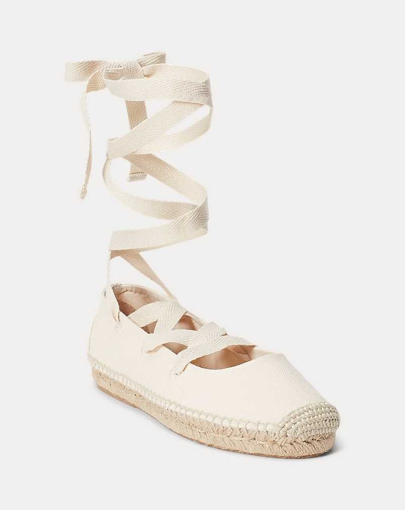 Sandalias Ralph Lauren Canvas Lace-Up Mujer Natural | WIHABRF-20 - vista 2