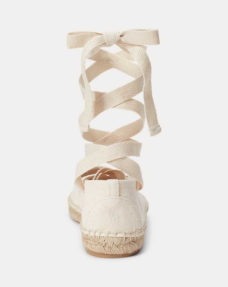 Sandalias Ralph Lauren Canvas Lace-Up Mujer Natural | WIHABRF-20 - vista 3