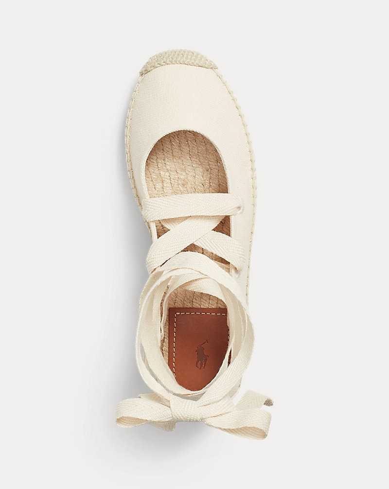 Sandalias Ralph Lauren Canvas Lace-Up Mujer Natural | WIHABRF-20 - vista 4