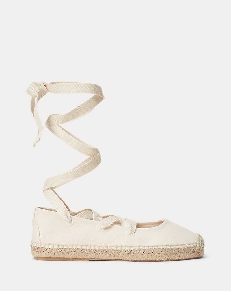 Sandalias Ralph Lauren Canvas Lace-Up Mujer Natural | WIHABRF-20 - vista 1