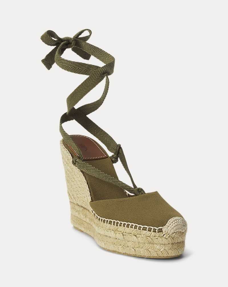 Sandalias Ralph Lauren Canvas Wedges Mujer Military | YELZBNS-91 - vista 2