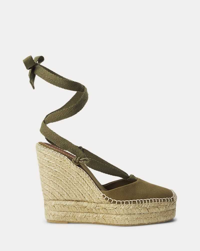 Sandalias Ralph Lauren Canvas Wedges Mujer Military | YELZBNS-91 - vista 1
