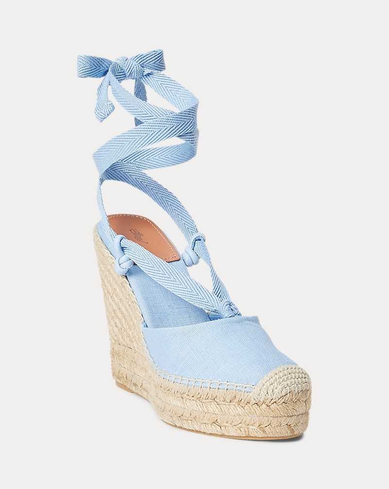 Sandalias Ralph Lauren Canvas Wedges Mujer Azules | GHJCUFP-81 - vista 2