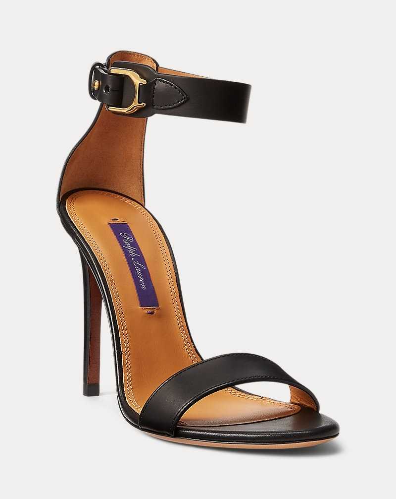 Sandalias Ralph Lauren Colson Welington Calfskin Mujer Negros | LUOJZQN-06 - vista 2