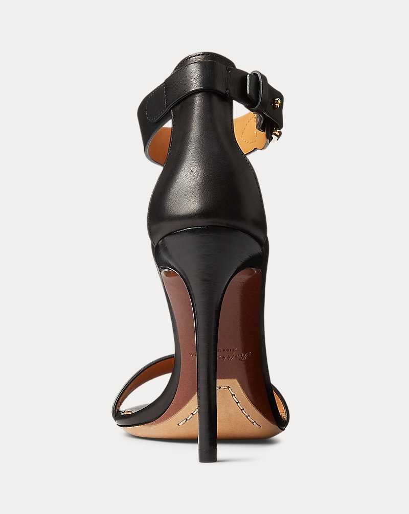 Sandalias Ralph Lauren Colson Welington Calfskin Mujer Negros | LUOJZQN-06 - vista 3