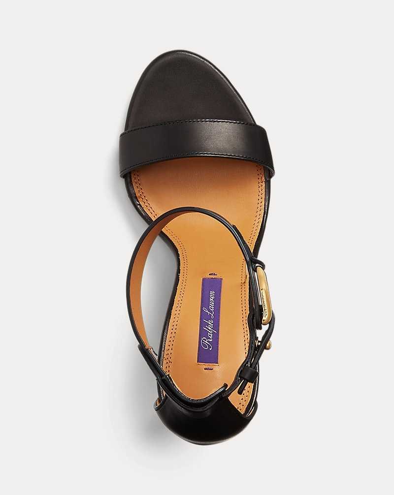 Sandalias Ralph Lauren Colson Welington Calfskin Mujer Negros | LUOJZQN-06 - vista 4