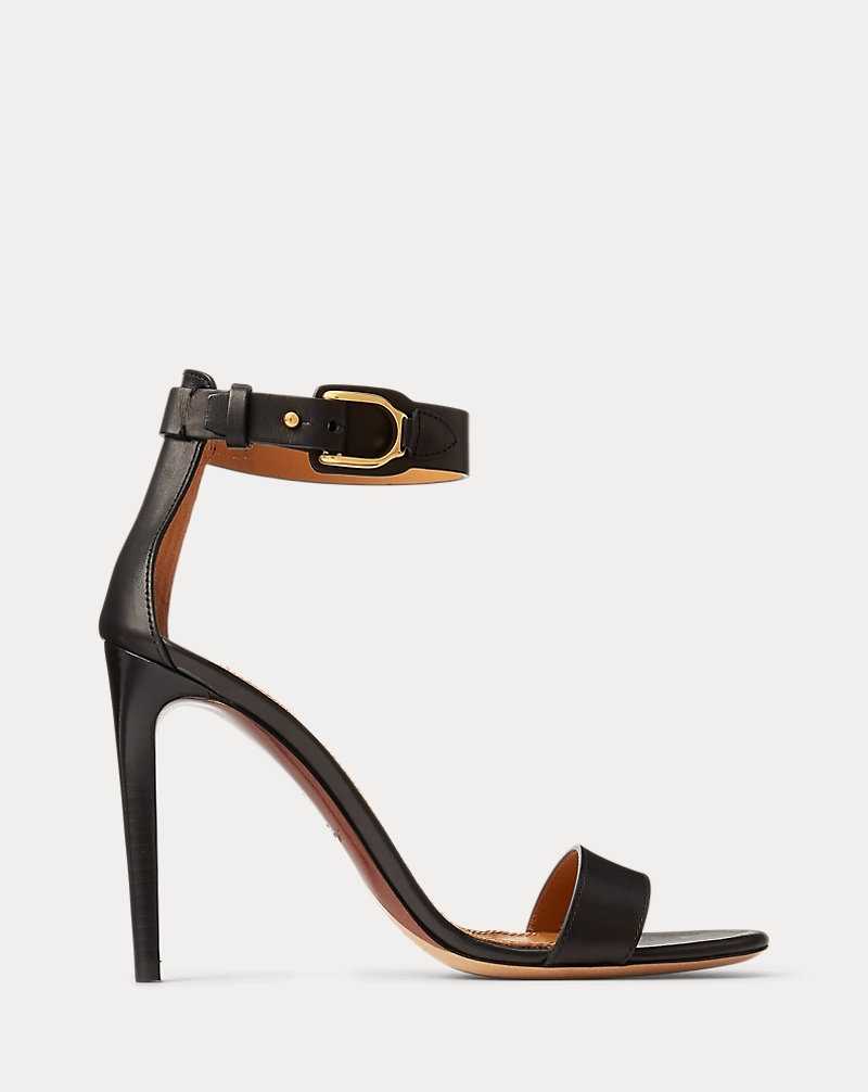 Sandalias Ralph Lauren Colson Welington Calfskin Mujer Negros | LUOJZQN-06 - vista 1