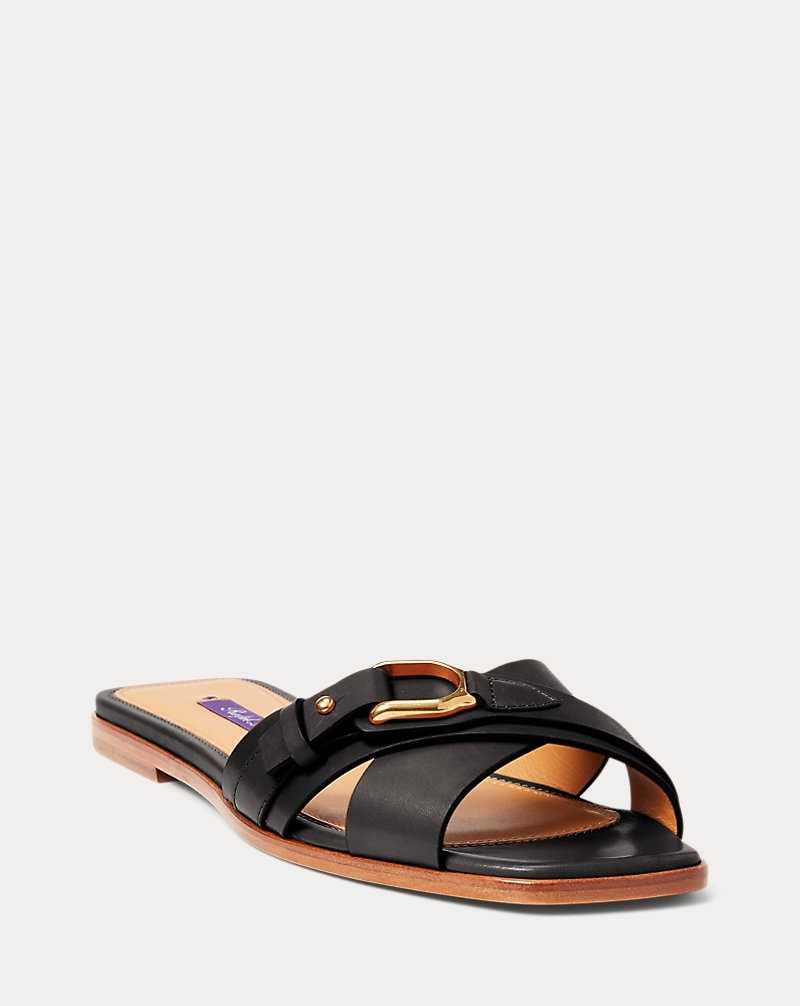 Sandalias Ralph Lauren Eadith Welington Burnished Mujer Negros | JCFHSUW-97 - vista 2