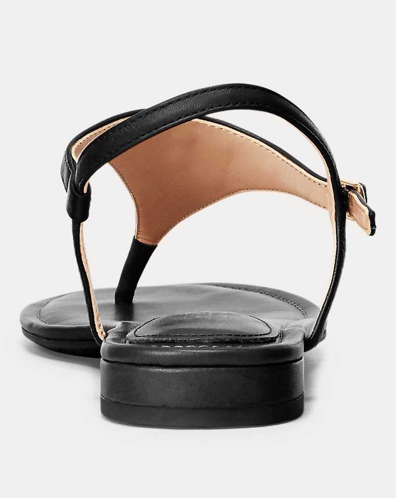 Sandalias Ralph Lauren Ellington Burnished Leather Mujer Negros | KJHFNSL-90 - vista 3