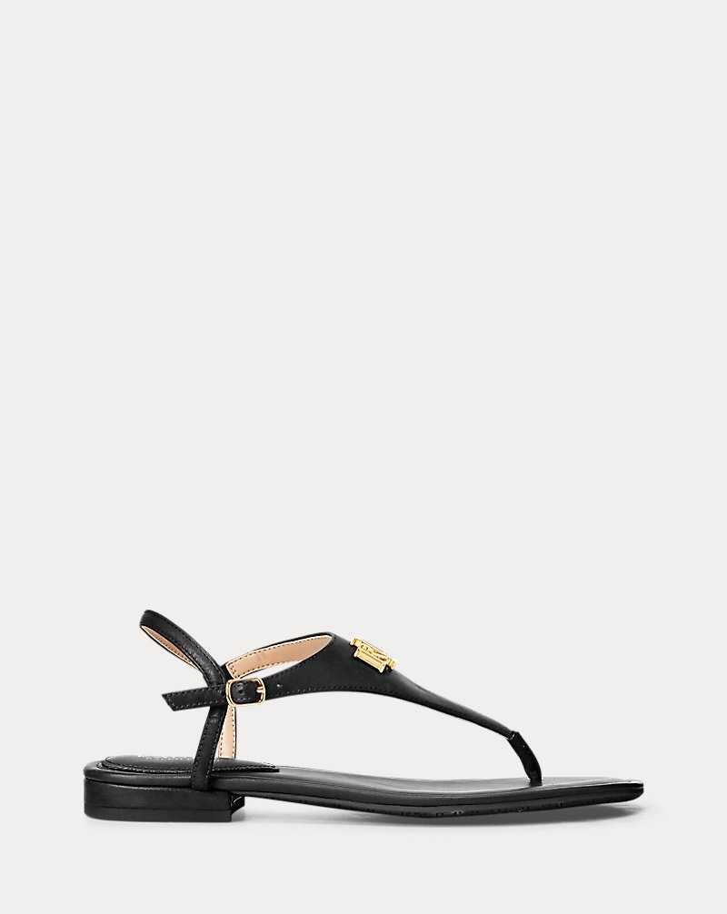 Sandalias Ralph Lauren Ellington Burnished Leather Mujer Negros | KJHFNSL-90 - vista 1
