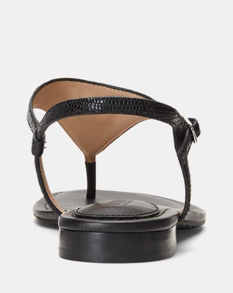 Sandalias Ralph Lauren Ellington Lizard-Embossed Mujer Negros | HDJMTEN-60 - vista 3