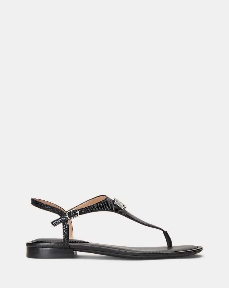 Sandalias Ralph Lauren Ellington Lizard-Embossed Mujer Negros | HDJMTEN-60 - vista 1