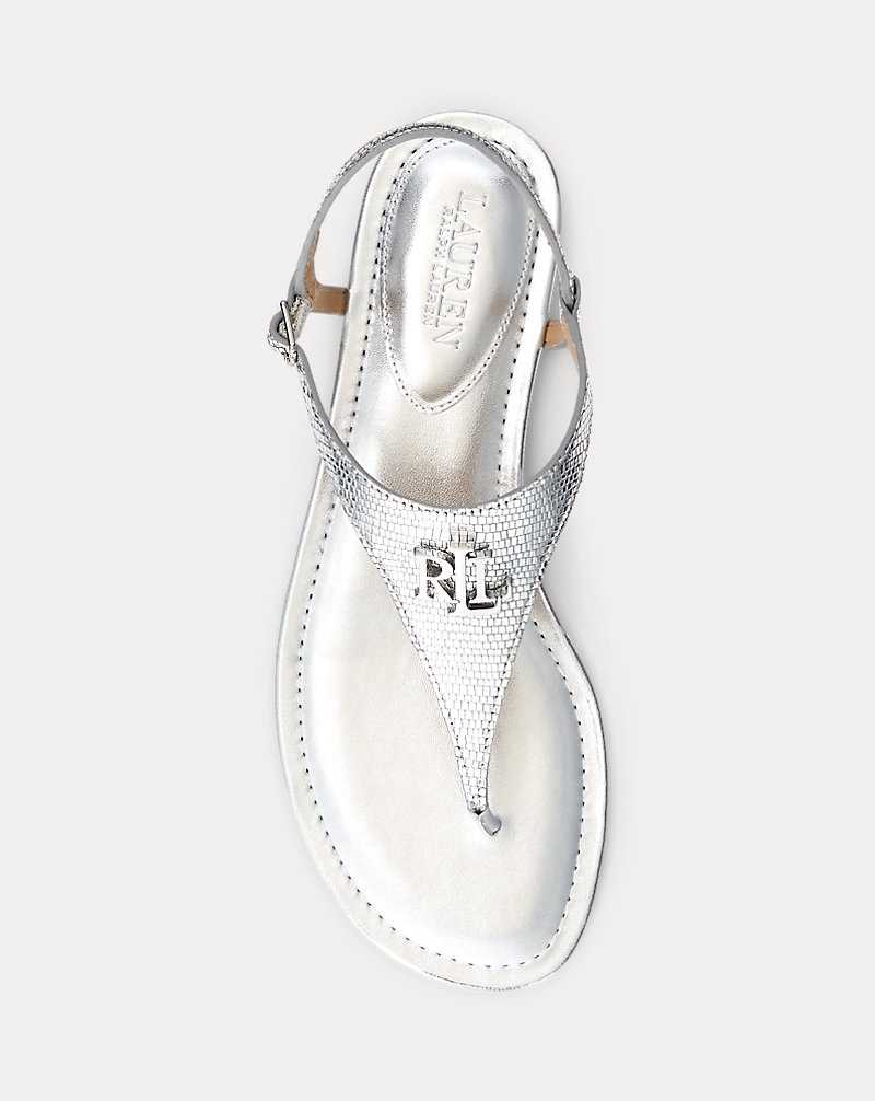 Sandalias Ralph Lauren Ellington Lizard-Embossed Mujer Plateados | DQLGWNT-87 - vista 4