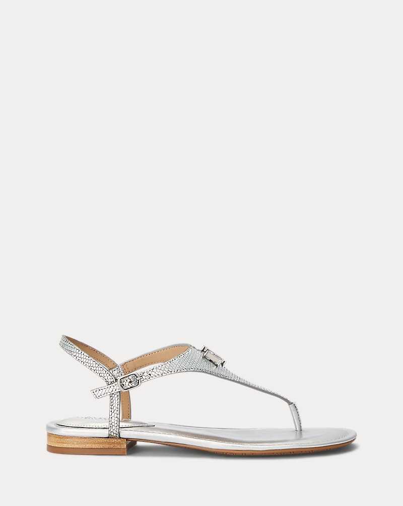 Sandalias Ralph Lauren Ellington Lizard-Embossed Mujer Plateados | DQLGWNT-87 - vista 1