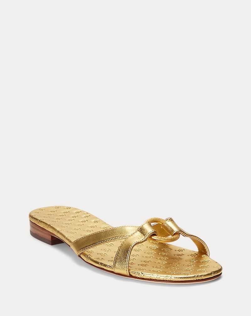 Sandalias Ralph Lauren Emmy Metallic Nappa Leather Mujer Dorados | EXLNCPT-02 - vista 2