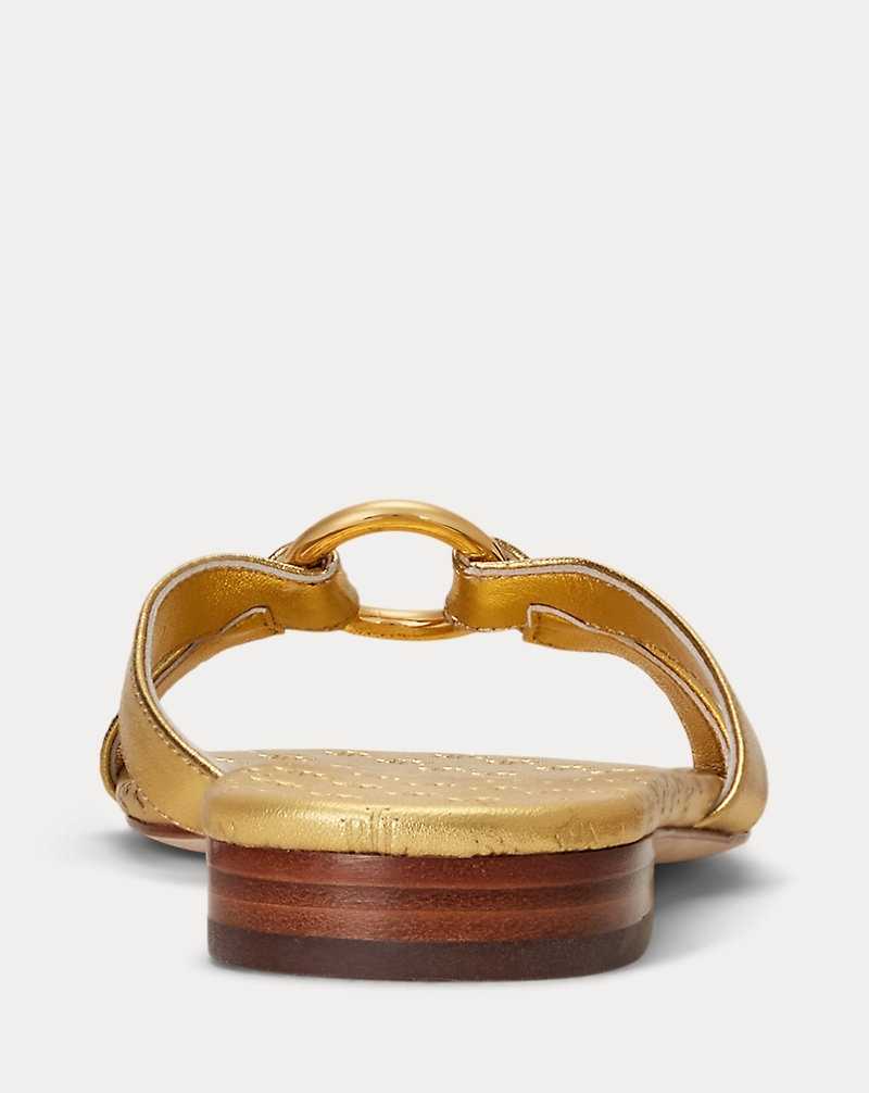 Sandalias Ralph Lauren Emmy Metallic Nappa Leather Mujer Dorados | EXLNCPT-02 - vista 3