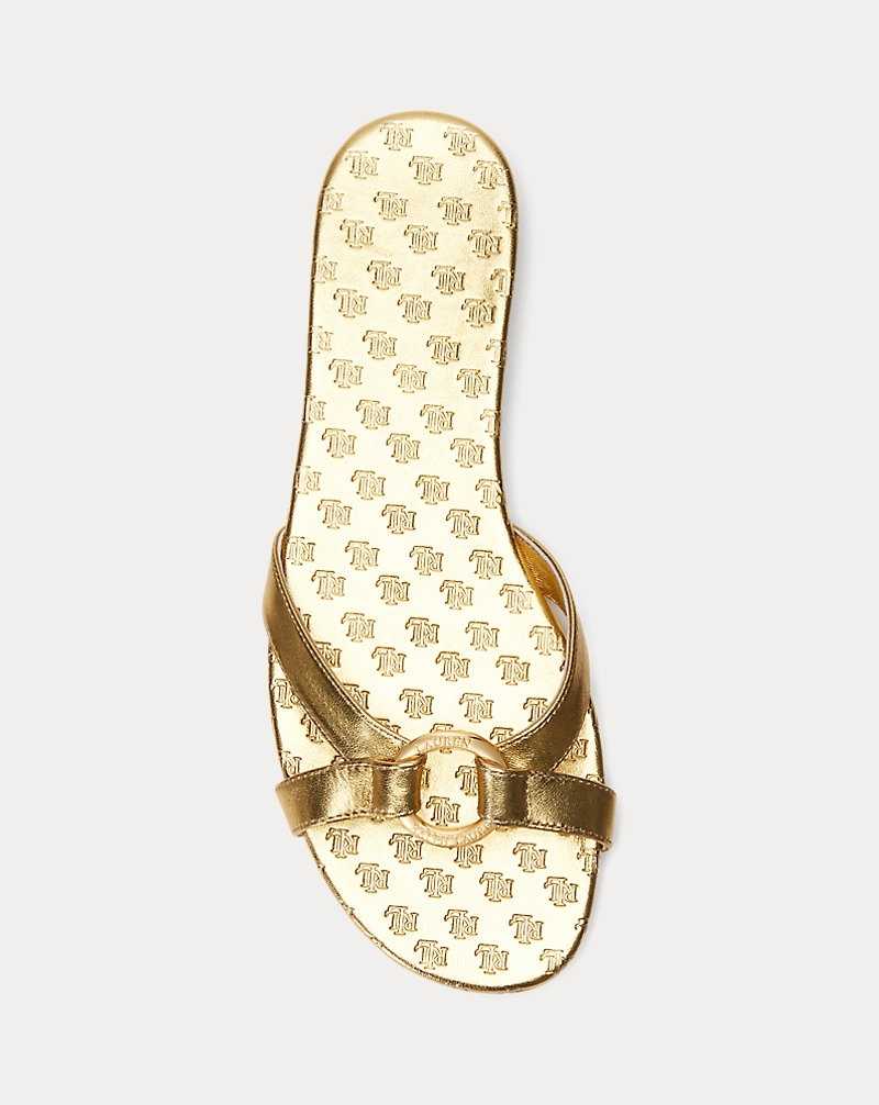 Sandalias Ralph Lauren Emmy Metallic Nappa Leather Mujer Dorados | EXLNCPT-02 - vista 4
