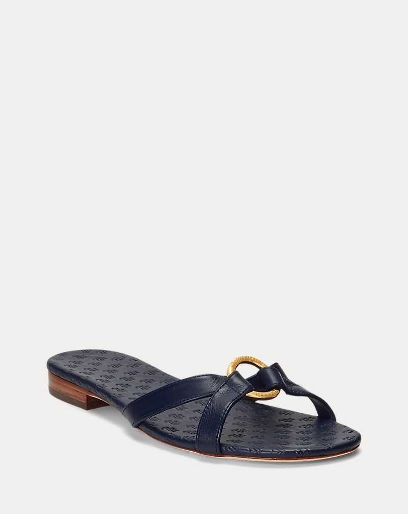 Sandalias Ralph Lauren Emmy Nappa Leather Mujer Azul Marino | YEBKAPH-98 - vista 2