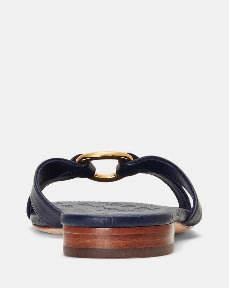 Sandalias Ralph Lauren Emmy Nappa Leather Mujer Azul Marino | YEBKAPH-98 - vista 3
