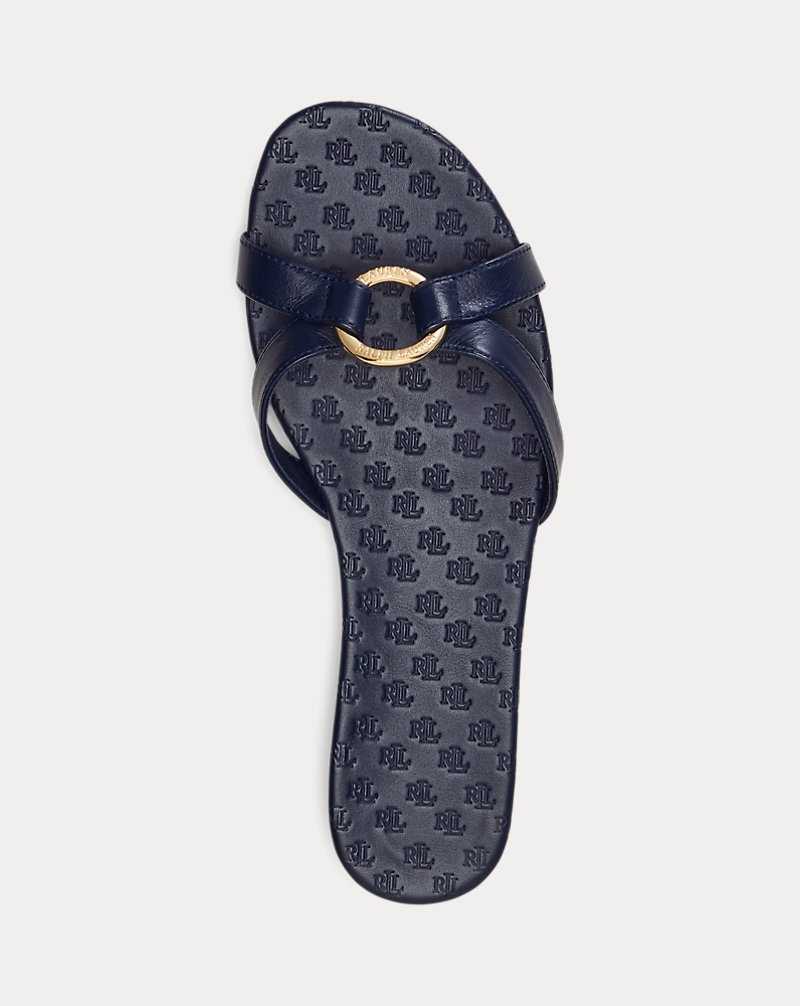 Sandalias Ralph Lauren Emmy Nappa Leather Mujer Azul Marino | YEBKAPH-98 - vista 4