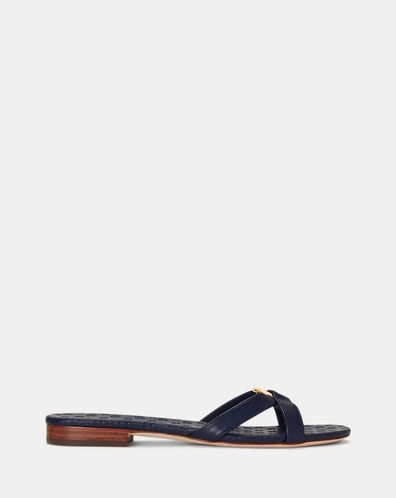 Sandalias Ralph Lauren Emmy Nappa Leather Mujer Azul Marino | YEBKAPH-98 - vista 1