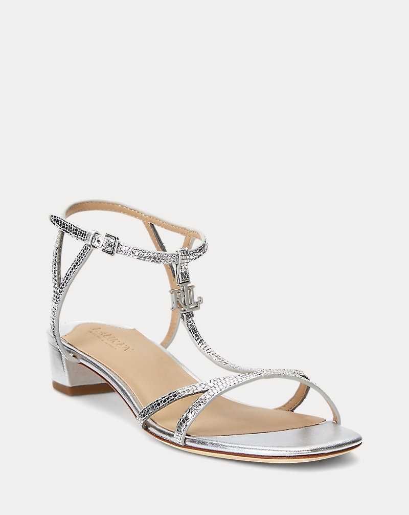 Sandalias Ralph Lauren Fallon Metallic Lizard-Embossed Mujer Plateados | AROHSWE-40 - vista 2