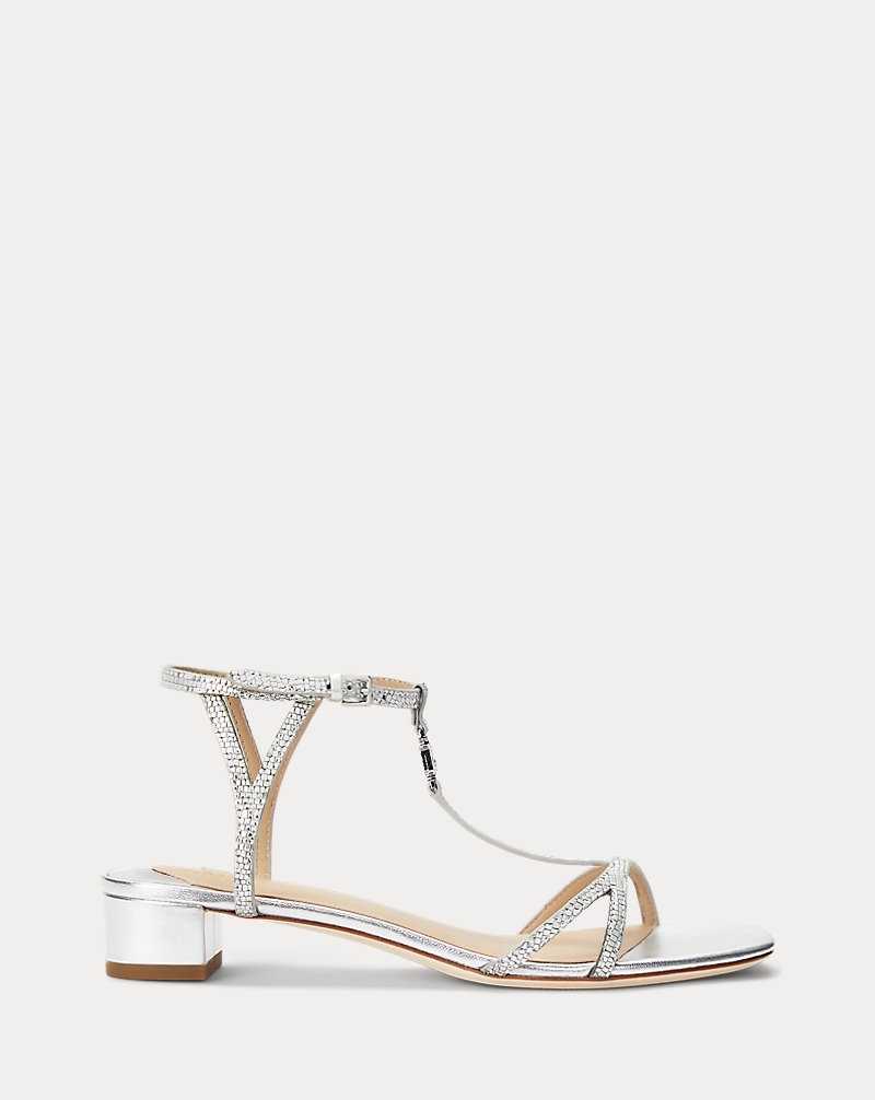 Sandalias Ralph Lauren Fallon Metallic Lizard-Embossed Mujer Plateados | AROHSWE-40 - vista 1