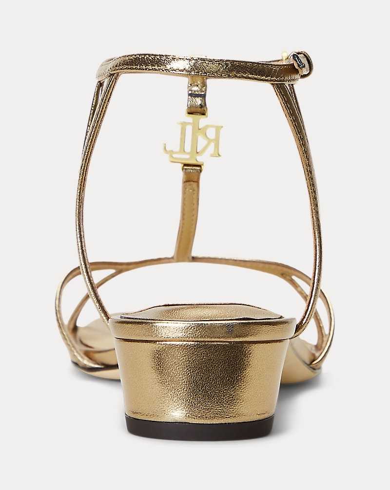 Sandalias Ralph Lauren Fallon Metallic Nappa Leather Mujer Soft Bronze | UCDBPJF-57 - vista 3