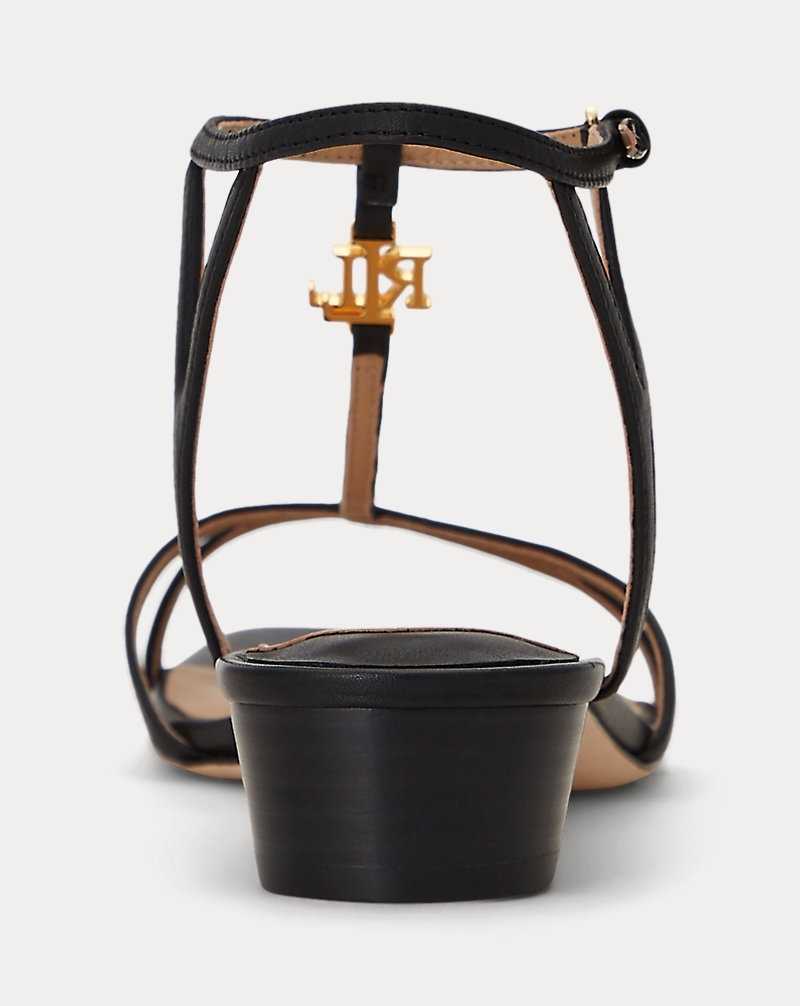 Sandalias Ralph Lauren Fallon Nappa Leather Mujer Negros | FCADRKU-35 - vista 3