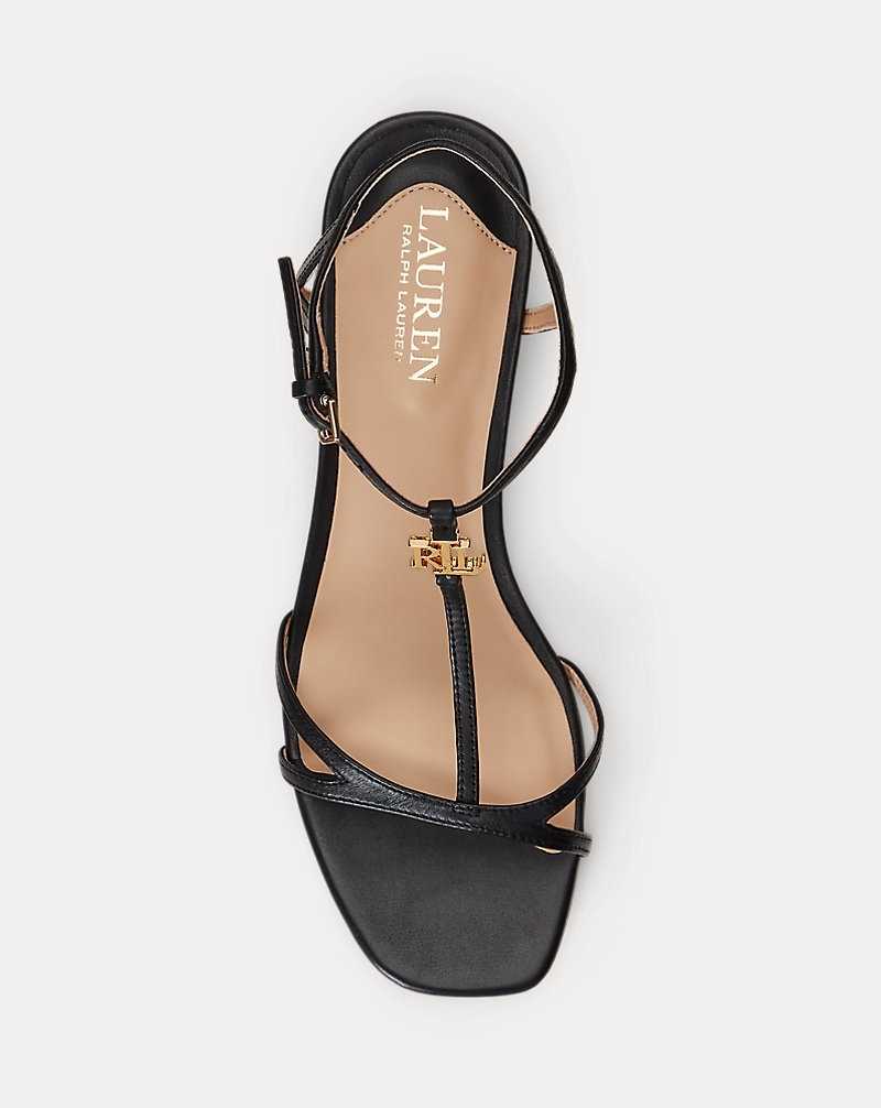 Sandalias Ralph Lauren Fallon Nappa Leather Mujer Negros | FCADRKU-35 - vista 4
