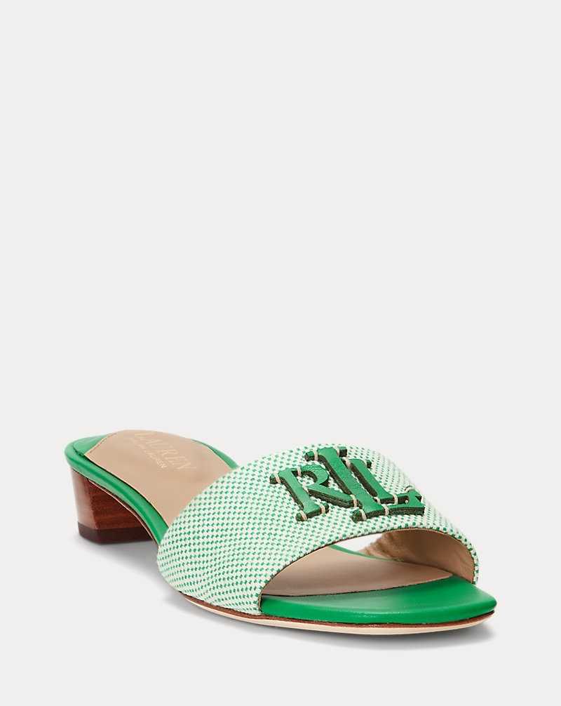 Sandalias Ralph Lauren Fay Canvas Leather Mujer Ntrl/Green Topaz/Green To | WOXNILF-36 - vista 2