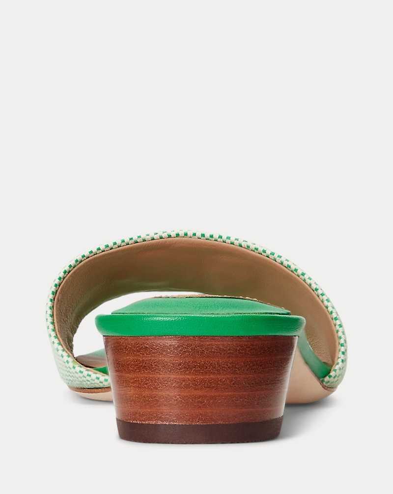 Sandalias Ralph Lauren Fay Canvas Leather Mujer Ntrl/Green Topaz/Green To | WOXNILF-36 - vista 3