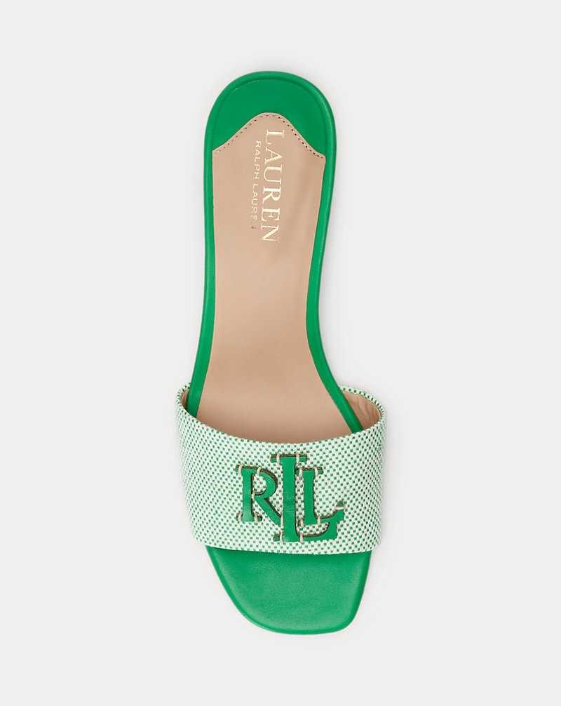 Sandalias Ralph Lauren Fay Canvas Leather Mujer Ntrl/Green Topaz/Green To | WOXNILF-36 - vista 4