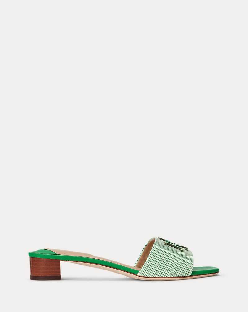 Sandalias Ralph Lauren Fay Canvas Leather Mujer Ntrl/Green Topaz/Green To | WOXNILF-36 - vista 1