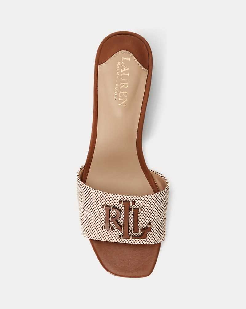 Sandalias Ralph Lauren Fay Canvas Leather Mujer Ntrl/Deep Sddl Tn/Deep Sd | UQSCJRH-01 - vista 4
