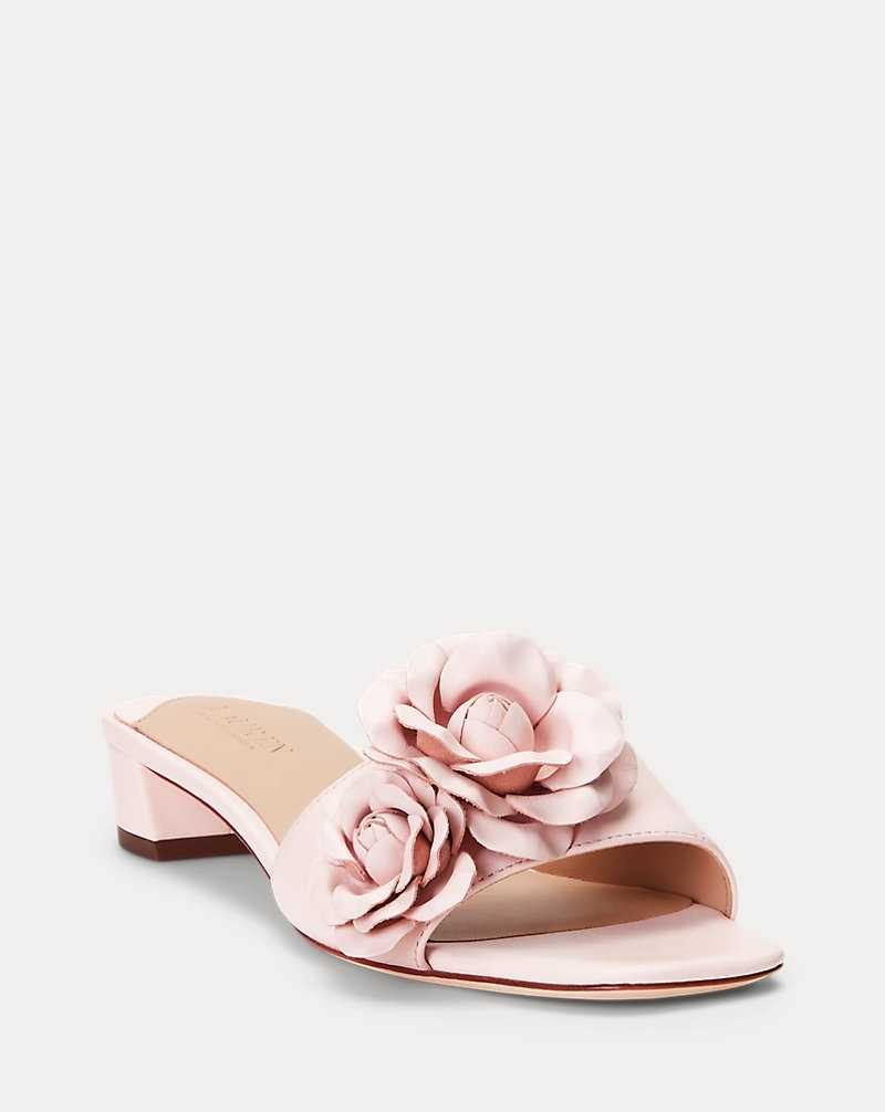 Sandalias Ralph Lauren Fay Floral-Trim Nappa Leather Mujer Rosas | ILFKEOM-01 - vista 2