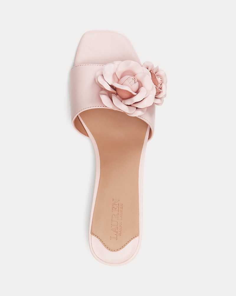 Sandalias Ralph Lauren Fay Floral-Trim Nappa Leather Mujer Rosas | ILFKEOM-01 - vista 4