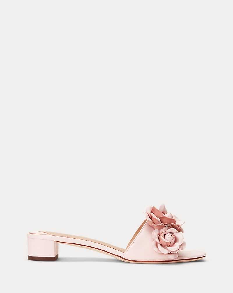 Sandalias Ralph Lauren Fay Floral-Trim Nappa Leather Mujer Rosas | ILFKEOM-01 - vista 1